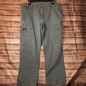 Duluth Trading Co Mens Flex Fire Hose Relaxed Fit Cargo Work Pants Grey 44x32